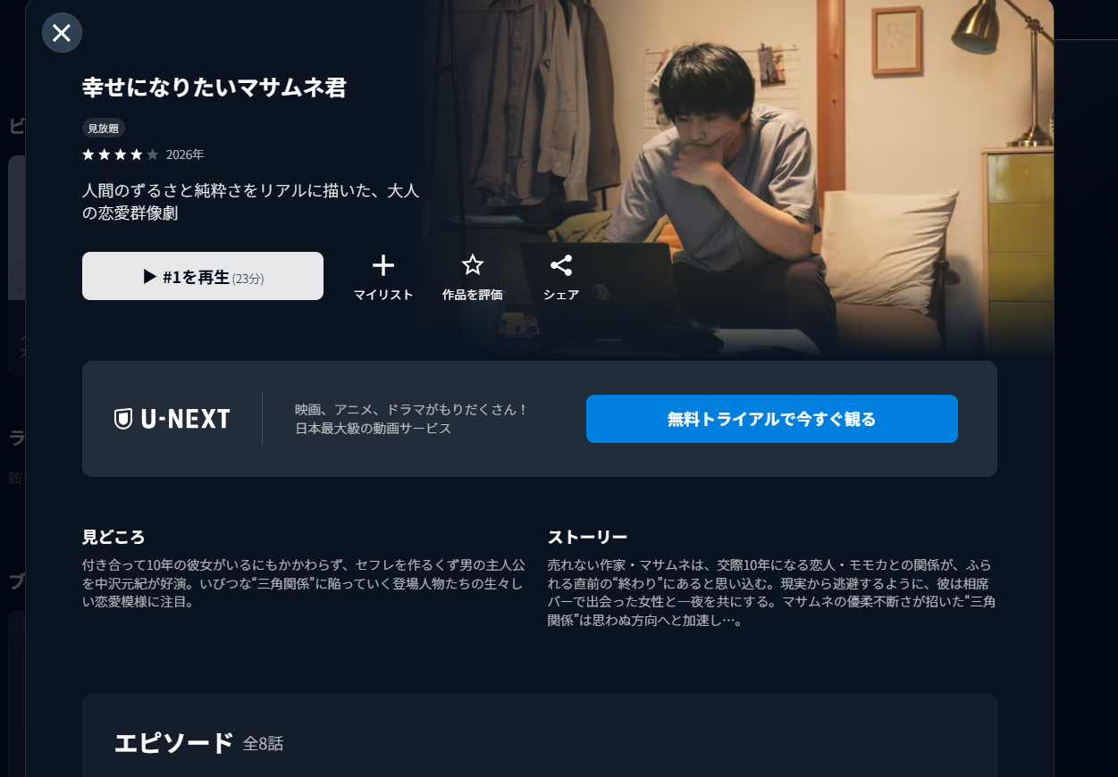 U-NEXT『幸せになりたいマサムネ君』