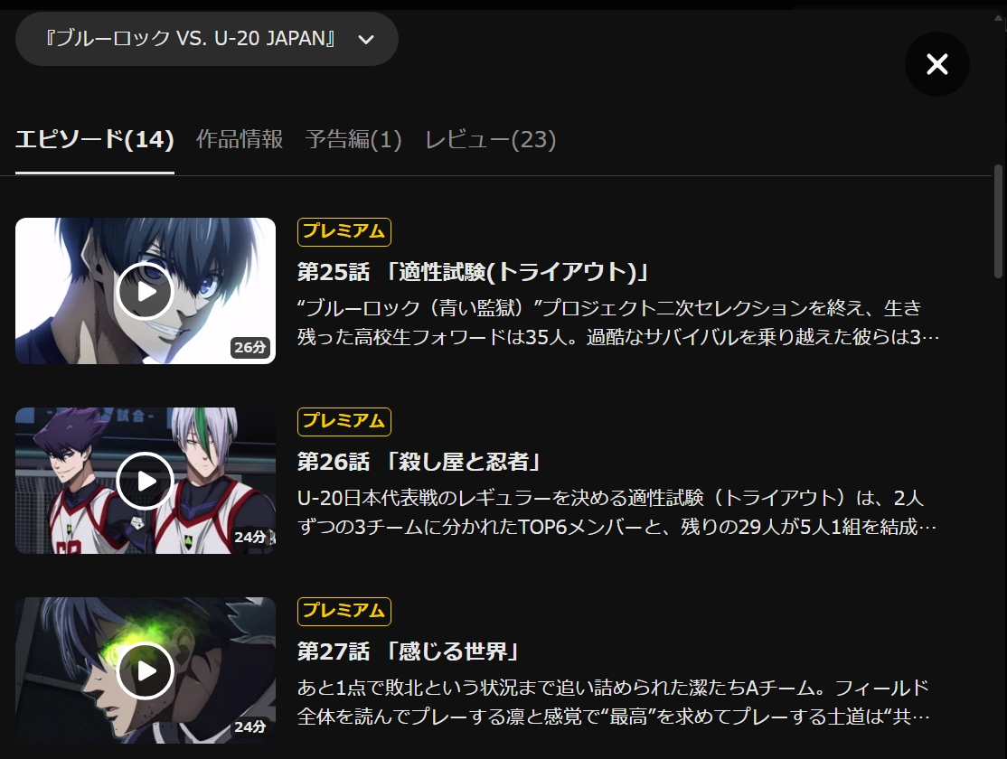 DMM TV『ブルーロック VS. U-20 JAPAN』