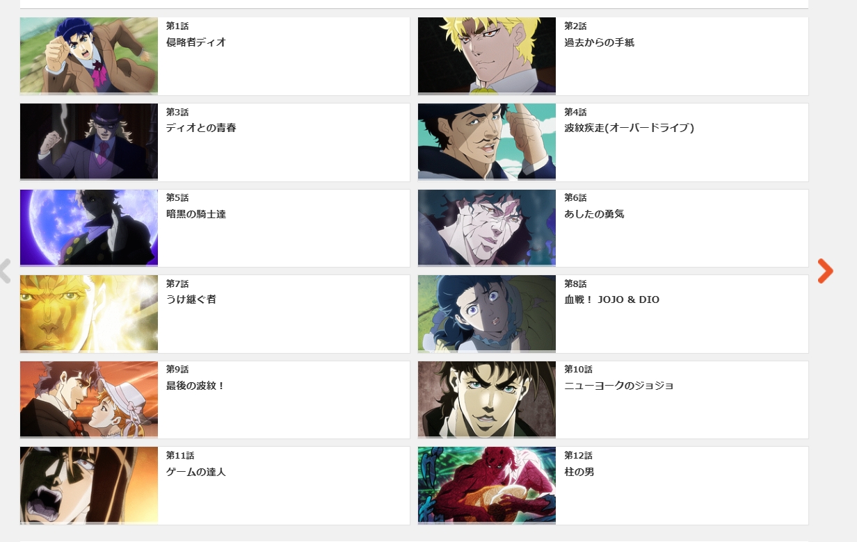 dアニメストア『ジョジョの奇妙な冒険』